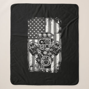 Vintage-Muskelauto-Kolben-Amerikanische-Flagge-Lus Sherpadecke