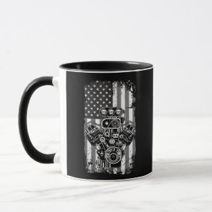 Vintage-Muskelauto-Kolben-Amerikanische-Flagge-Lus Tasse