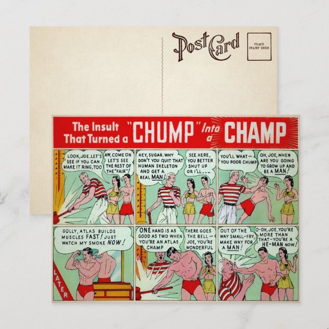 Vintage Muskelsteige Werbung Postkarte (Vorne/Hinten)