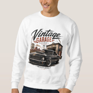 Vintage Mustang Route 66 Garage Sonnenuntergang Gr Sweatshirt