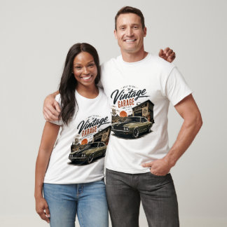 Vintage Mustang Route 66 Garage Sonnenuntergang Gr T-Shirt