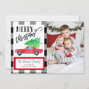 Vintage Mustang Weihnachtsfotokarte Feiertagskarte