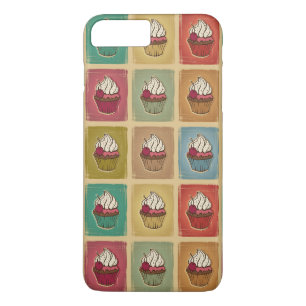 Vintage-Muster aus Cupcakes iPhone 8 Plus/7 Plus Hülle