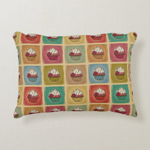 Vintage-Muster aus Cupcakes Dekokissen