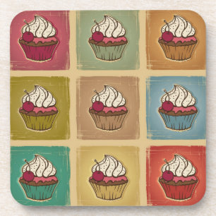 Vintage-Muster aus Cupcakes Getränkeuntersetzer