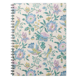 Vintage Muster für Lila Blume und Vögel Notizblock