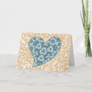 Vintage Muster Herz Blau und Gold Valentine Karte