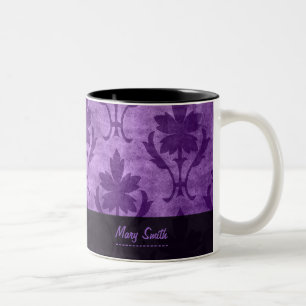 Vintage-Muster individueller Name Lila Zweifarbige Tasse