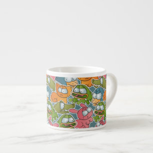 Vintage-Muster mit Cartoon-Tieren Espressotasse