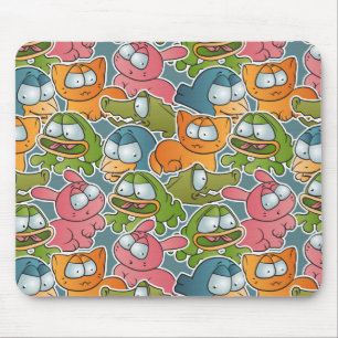 Vintage-Muster mit Cartoon-Tieren Mousepad