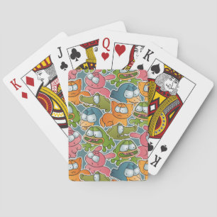 Vintage-Muster mit Cartoon-Tieren Spielkarten