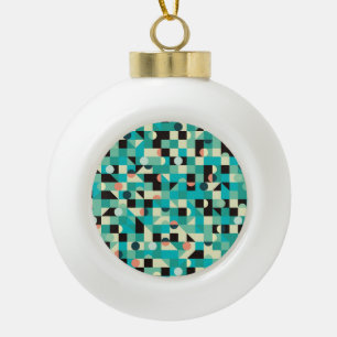 Vintage-Muster mit Dreiecken und Kreisen. Keramik Kugel-Ornament