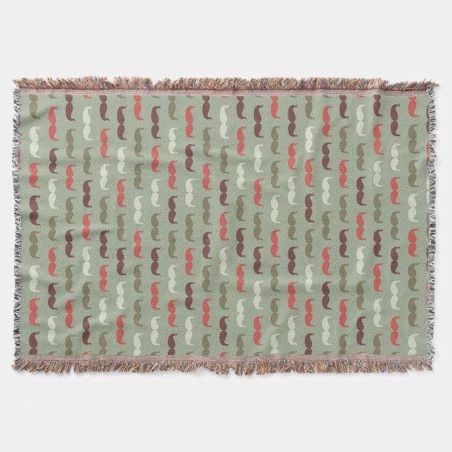 Vintage-Muster mit Schnurrbart Decke (Vorderseite)