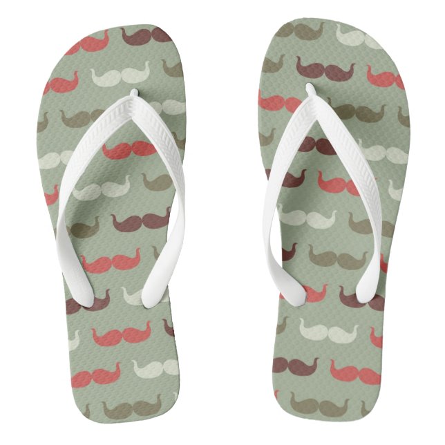 Vintage-Muster mit Schnurrbart Flip Flops (Fußbett)