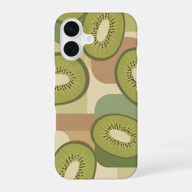 Vintage-Muster mit stilisierten Kiwis iPhone 16 Hülle (Rückseite)