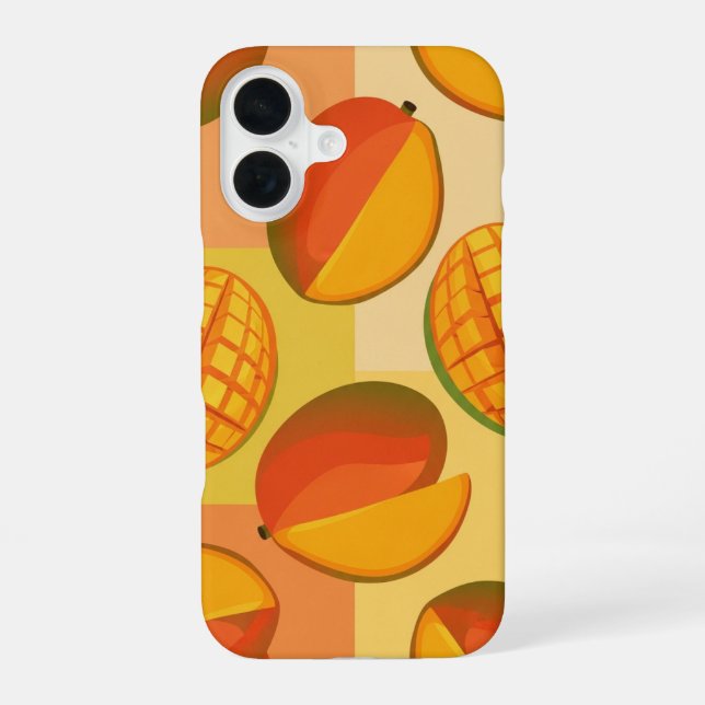 Vintage-Muster mit stilisierten Mangos iPhone 16 Hülle (Rückseite)