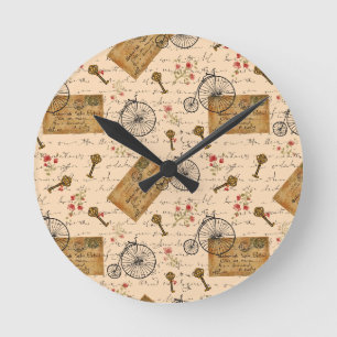 Vintage-Muster Runde Wanduhr