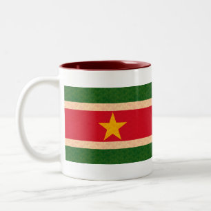 Vintage Muster Surinamer Flagge Zweifarbige Tasse