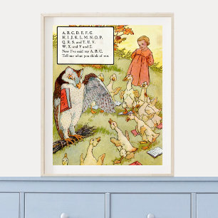 Vintage-Mutter-Gans-Kinderreim-ABC-Kinderzimmer Poster