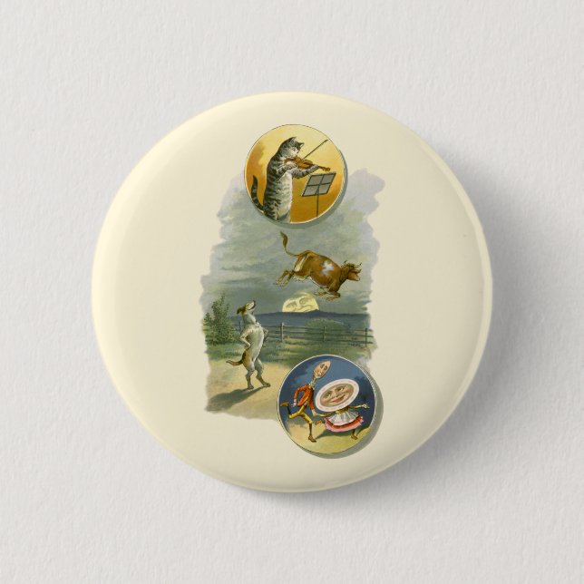Vintage-Mutter-Gans-Kinderreim Hey Diddle Button (Vorderseite)