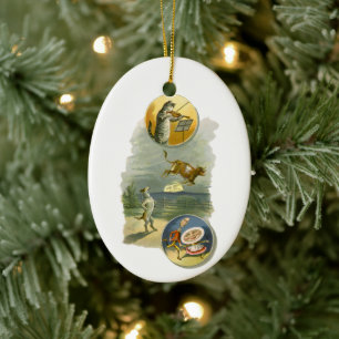 Vintage-Mutter-Gans-Kinderreim Hey Diddle Keramik Ornament