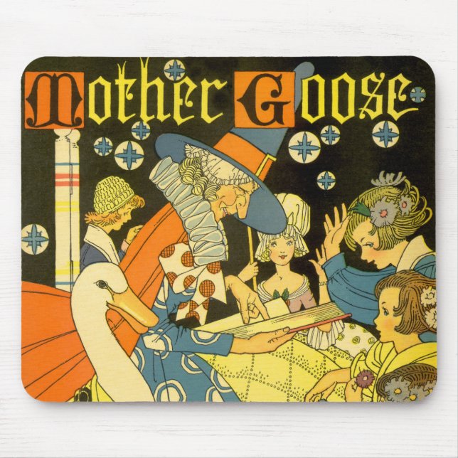 Vintage Mutter Gans lesen Bücher für Kinder Mousepad (Vorne)