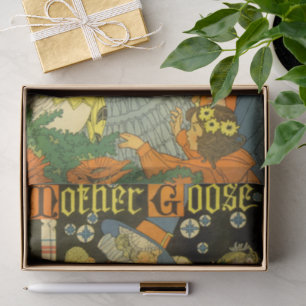 Vintage Mutter Gans lesen Bücher für Kinder Seidenpapier