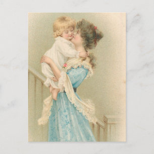 Vintage-Mutter hält Kind Postkarte