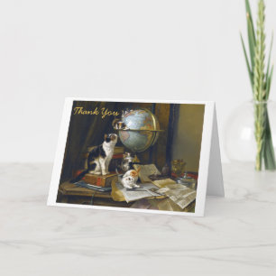 Vintage Mutter Katze Kätzchen Welt Globus Danke