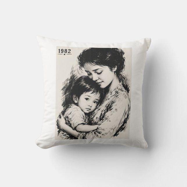Vintage Mutter & Kind 1982  Kissen (Vorderseite)