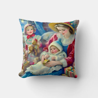 ~VINTAGE Mutter Kinder Weihnachten ~ Kissen