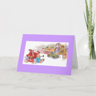 Vintage Mutter & Kinderwagen kippt um Karte