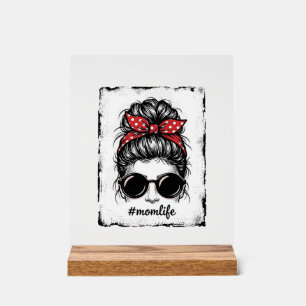 Vintage-Mutter-Leben-Unordentlicher-Bun-Bandana-Sh Acrylschild