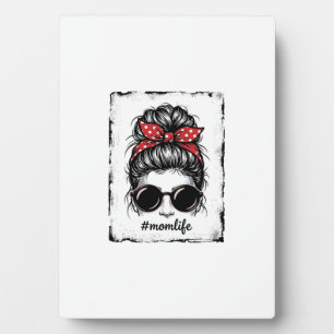 Vintage-Mutter-Leben-Unordentlicher-Bun-Bandana-Sh Fotoplatte