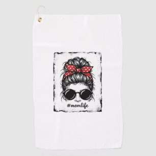 Vintage-Mutter-Leben-Unordentlicher-Bun-Bandana-Sh Golfhandtuch