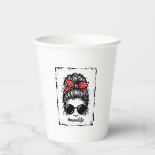 Vintage-Mutter-Leben-Unordentlicher-Bun-Bandana-Sh Pappbecher