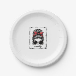 Vintage-Mutter-Leben-Unordentlicher-Bun-Bandana-Sh Pappteller