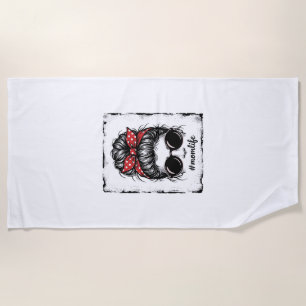 Vintage-Mutter-Leben-Unordentlicher-Bun-Bandana-Sh Strandtuch