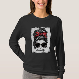 Vintage-Mutter-Leben-Unordentlicher-Bun-Bandana-Sh T-Shirt