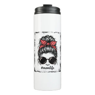 Vintage-Mutter-Leben-Unordentlicher-Bun-Bandana-Sh Thermosbecher