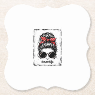 Vintage-Mutter-Leben-Unordentlicher-Bun-Bandana-Sh Untersetzer