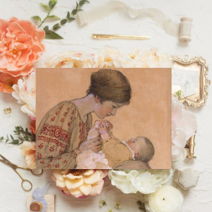 Vintage Mutter- und Babytageskarte Feiertagskarte