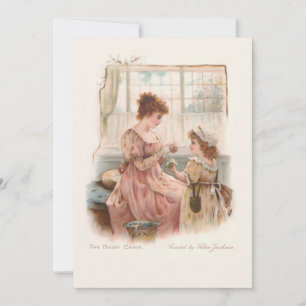 Vintage Mutter und Kind beim Blumenkettenmachen Feiertagskarte