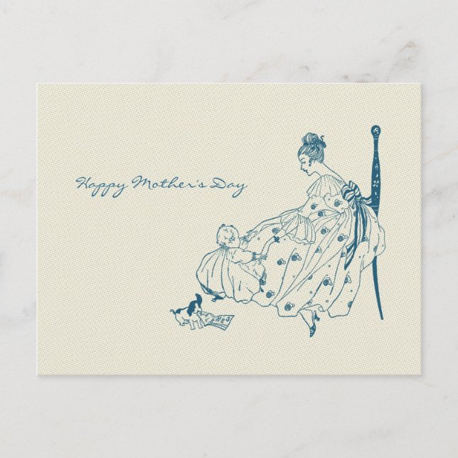 Vintage Mutter und Kind - Frohen Muttertag Postkarte (Vorderseite)