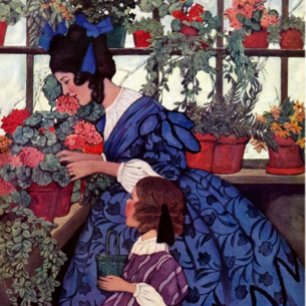 Vintage Mutter und Kind in Greenhouse Tasse