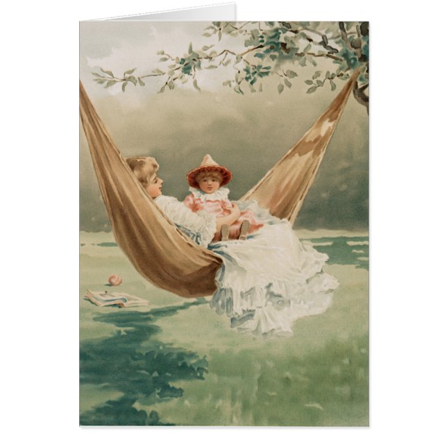 Vintage Mutter und Kind in Hängematte Muttertag (Vorne)