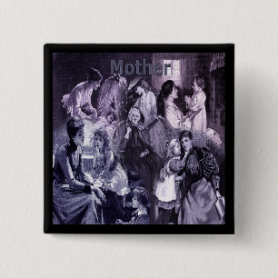 Vintage-Mütter-und-Kinder-Collage Muttertag Button