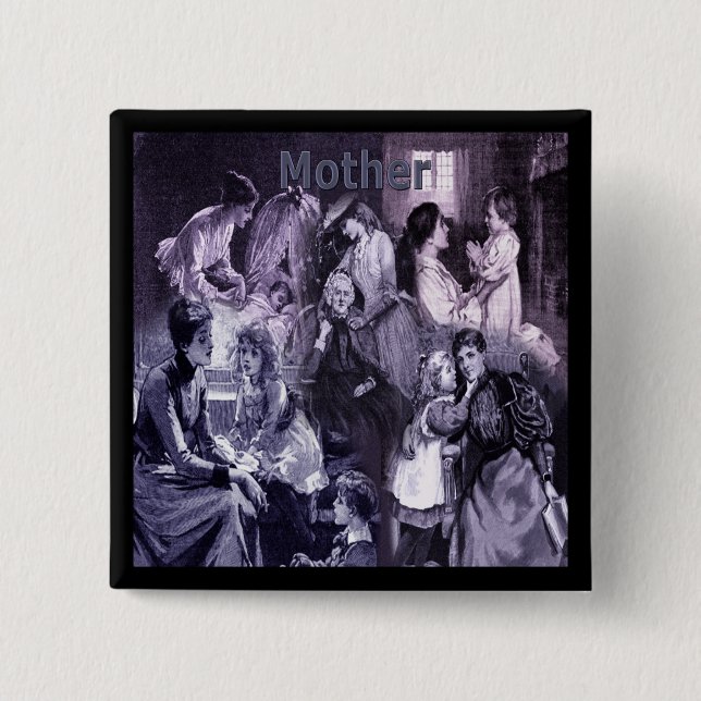 Vintage Mütter und Kinder sammeln Muttertag Button (Vorderseite)