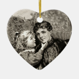 Vintage Mutter und kleine Mädchen Keramik Ornament