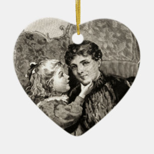 Vintage Mutter und kleine Mädchen Keramik Ornament